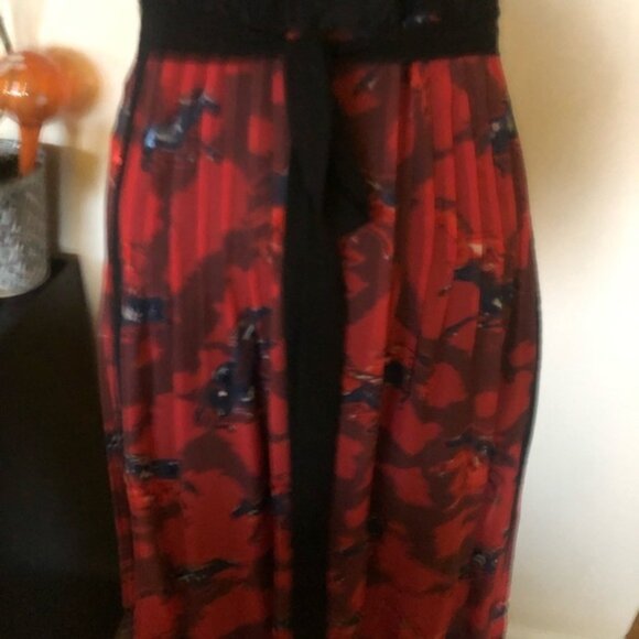 COACH Red horse print lacework chiffon flutter sleeve designer beautif - Picture 14 of 16